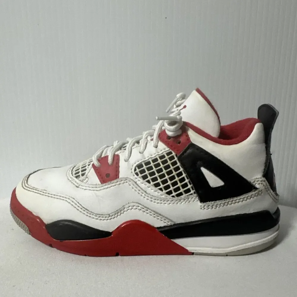 Nike Air Jordan 4 Retro OG Fire Red PS Size 12C White Black BQ7669-160 Kids